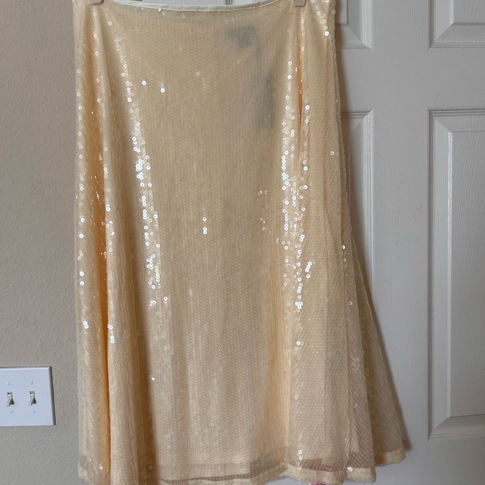 PrettyLittleThing Butter Yellow Sequin Midi Skirt